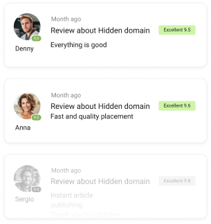Collaborator`s review section showing testimonials with profile pictures from users, including ratings and feedback on Telegram channel services